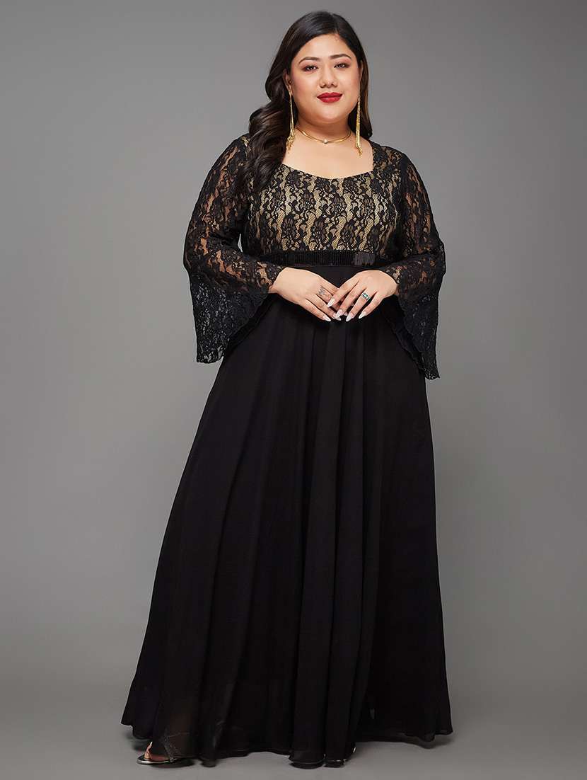 women plus size self designed lace dress