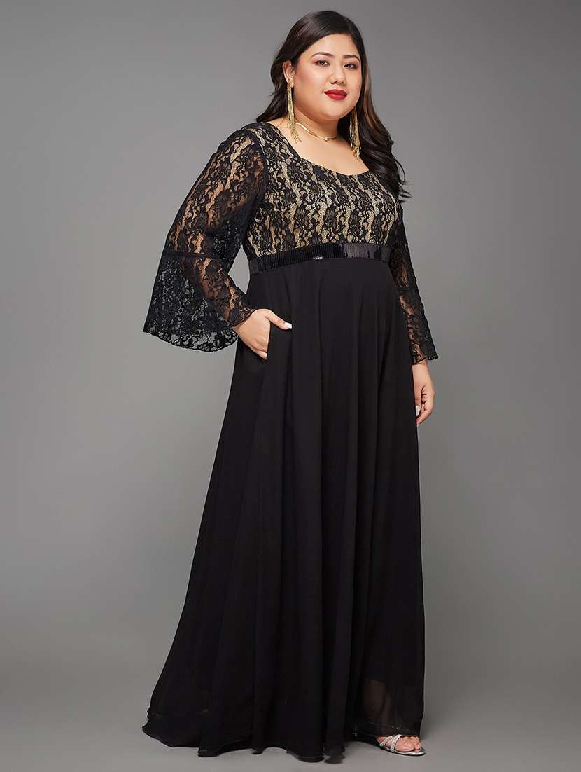 women plus size self designed lace dress - 22363633 -  Standard Image - 1
