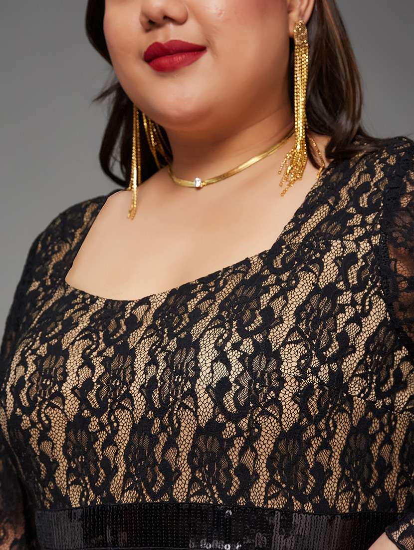 women plus size self designed lace dress - 22363633 -  Standard Image - 4