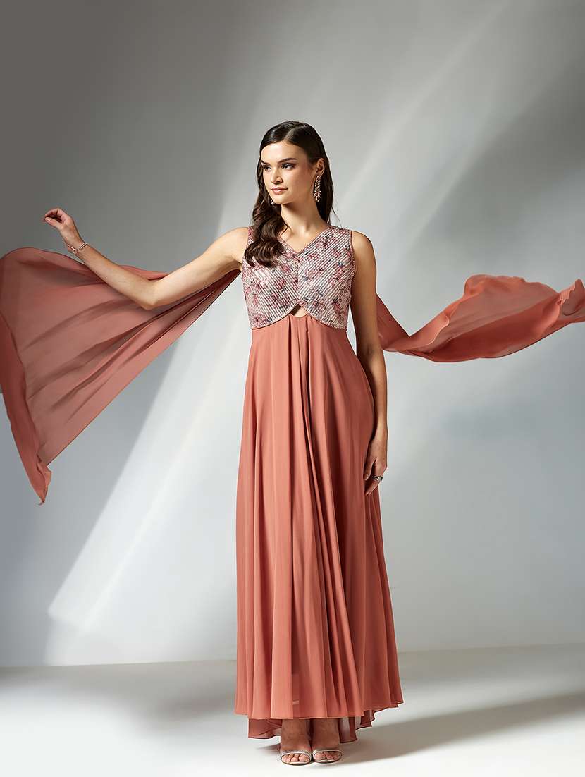 women embellished sleeveless fit & flare dress