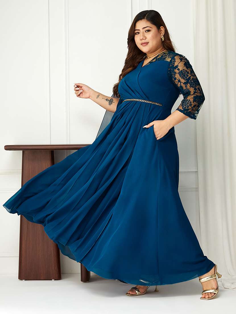 women plus size self designed lace dress