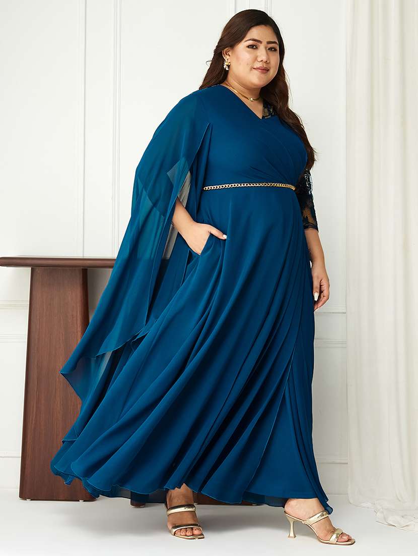 women plus size self designed lace dress - 22363639 -  Standard Image - 1