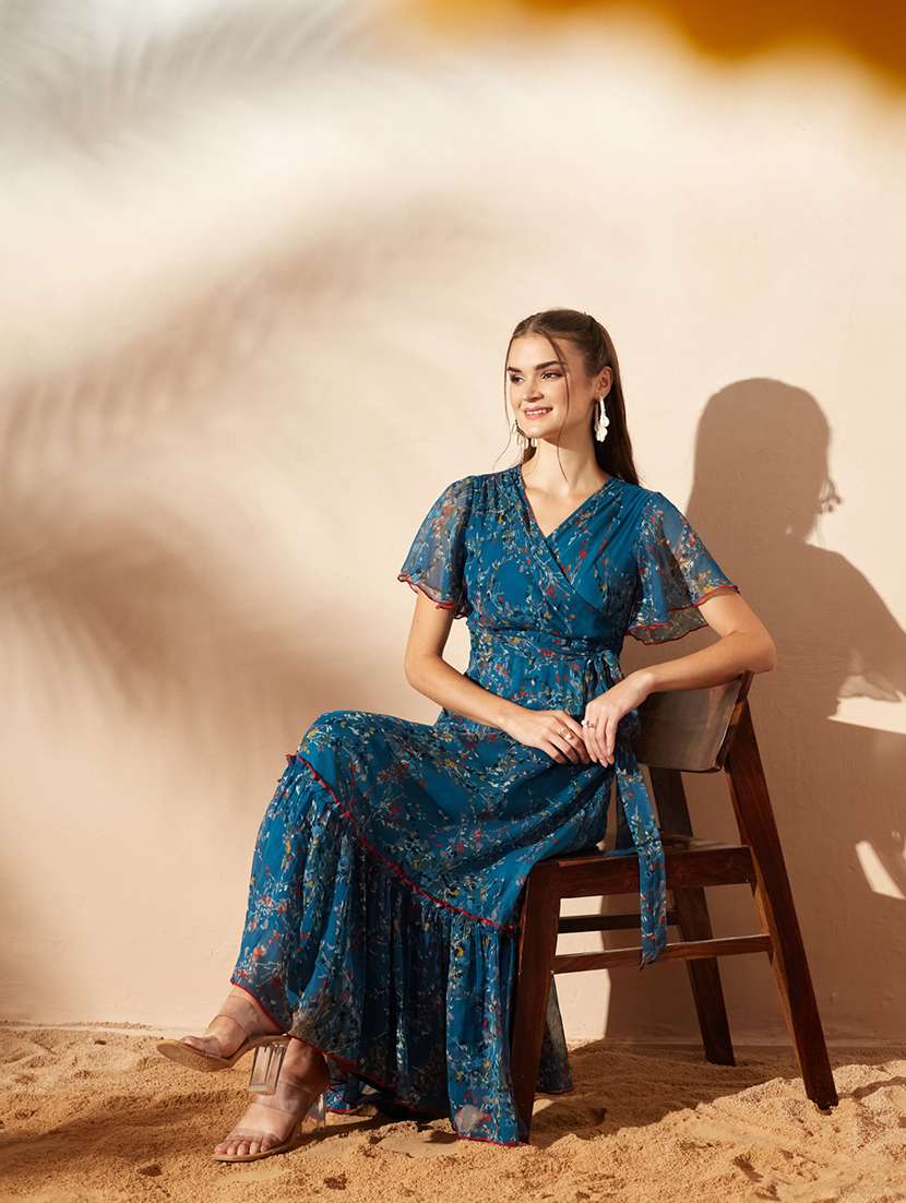 women floral print flared sleeve tiered dress - 22363640 -  Standard Image - 4