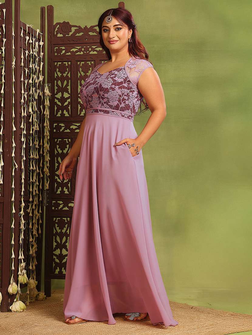 women plus size self designed lace dress - 22363642 -  Standard Image - 1