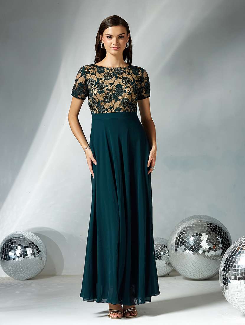women printed short sleeve fit & flare dress
