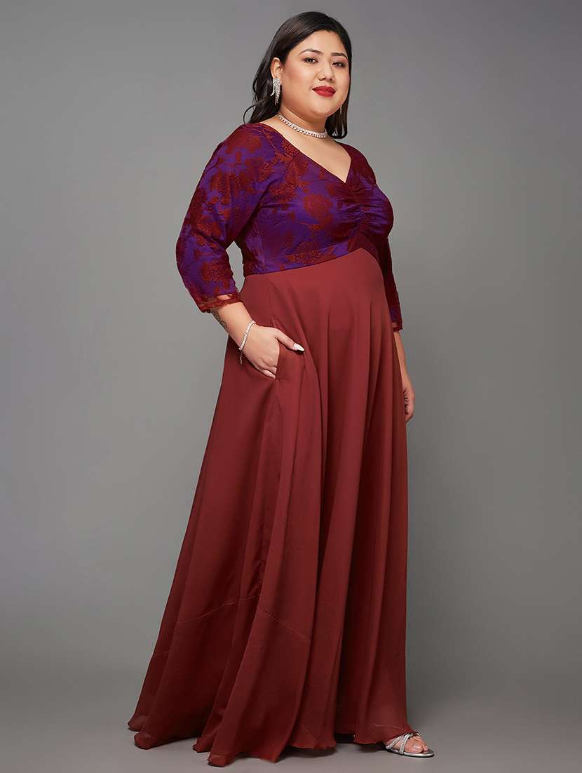 women plus size self designed lace dress - 22363646 -  Standard Image - 1