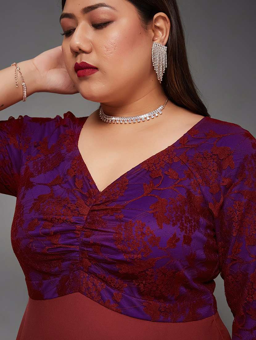 women plus size self designed lace dress - 22363646 -  Standard Image - 4