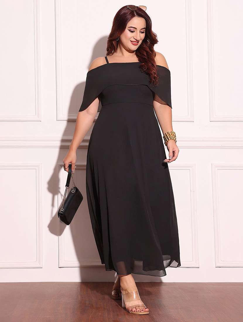 women solid off shoulder a-line dress