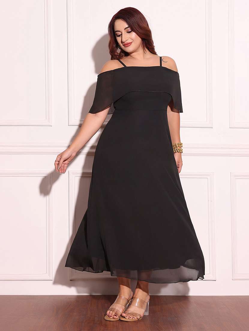 Women Solid Off Shoulder A-line Dress - 22363649 -  Standard Image - 1