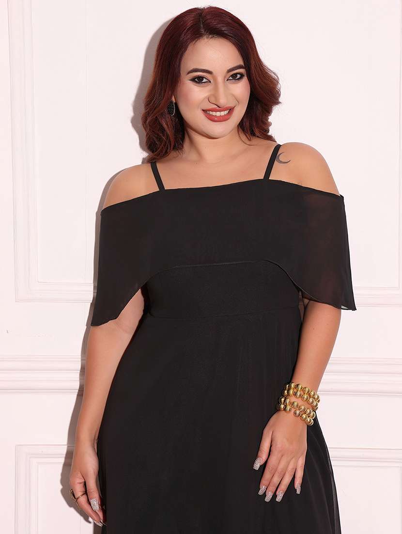Women Solid Off Shoulder A-line Dress - 22363649 -  Standard Image - 4