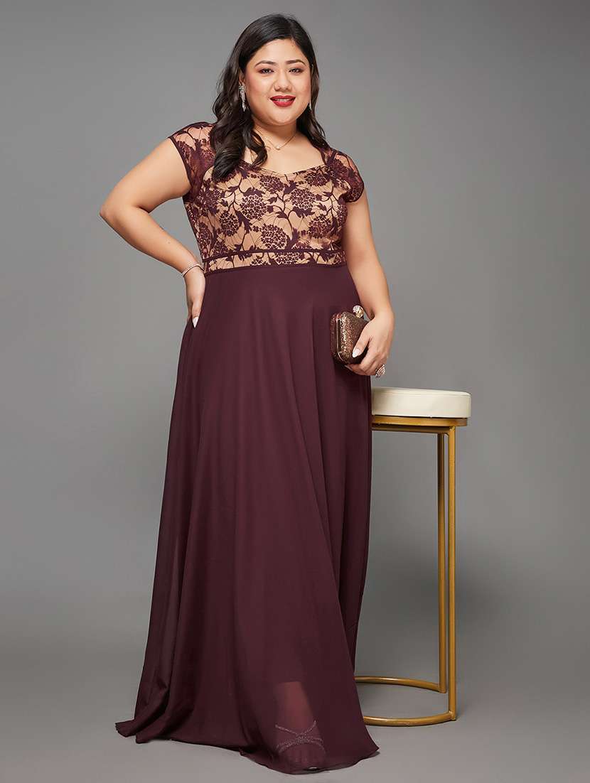 women plus size self designed lace dress - 22363653 -  Standard Image - 1