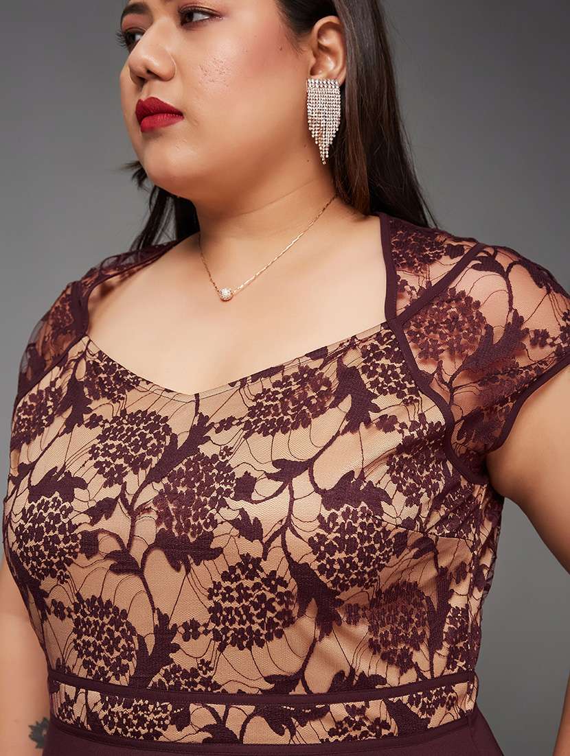 women plus size self designed lace dress - 22363653 -  Standard Image - 4