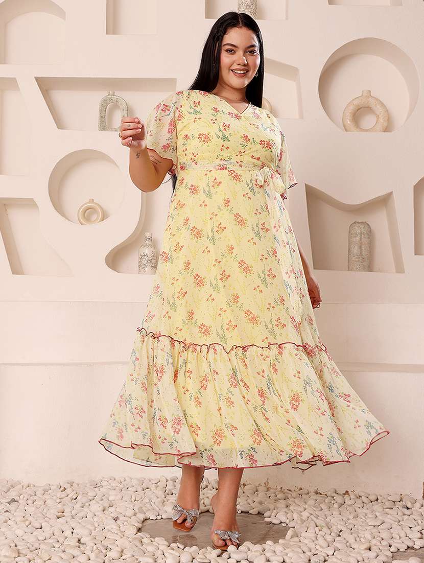 women plus size printed tiered dress
