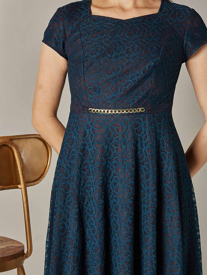 women self designed lace fit & flare dress - 22363655 -  Standard Image - 4