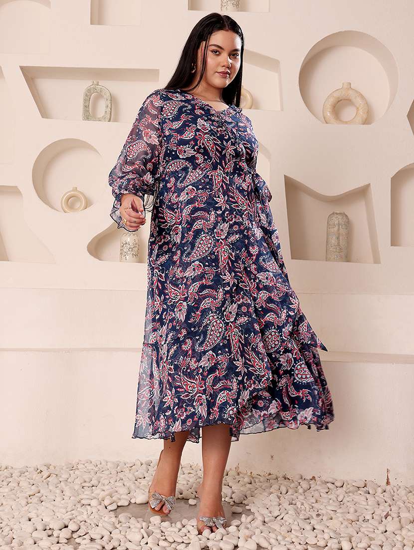 women plus size printed wrap dress - 22363656 -  Standard Image - 1