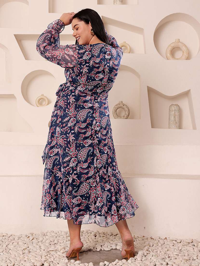 women plus size printed wrap dress - 22363656 -  Standard Image - 4