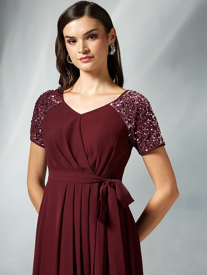 women emebllished short sleeve flared dress - 22363661 -  Standard Image - 1