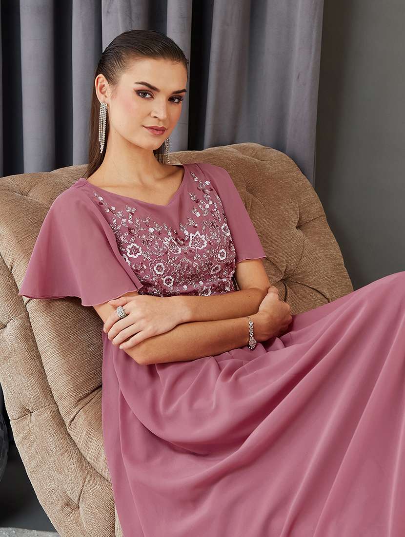 women embroidered flared sleeve fit & flare dress - 22363663 -  Standard Image - 1