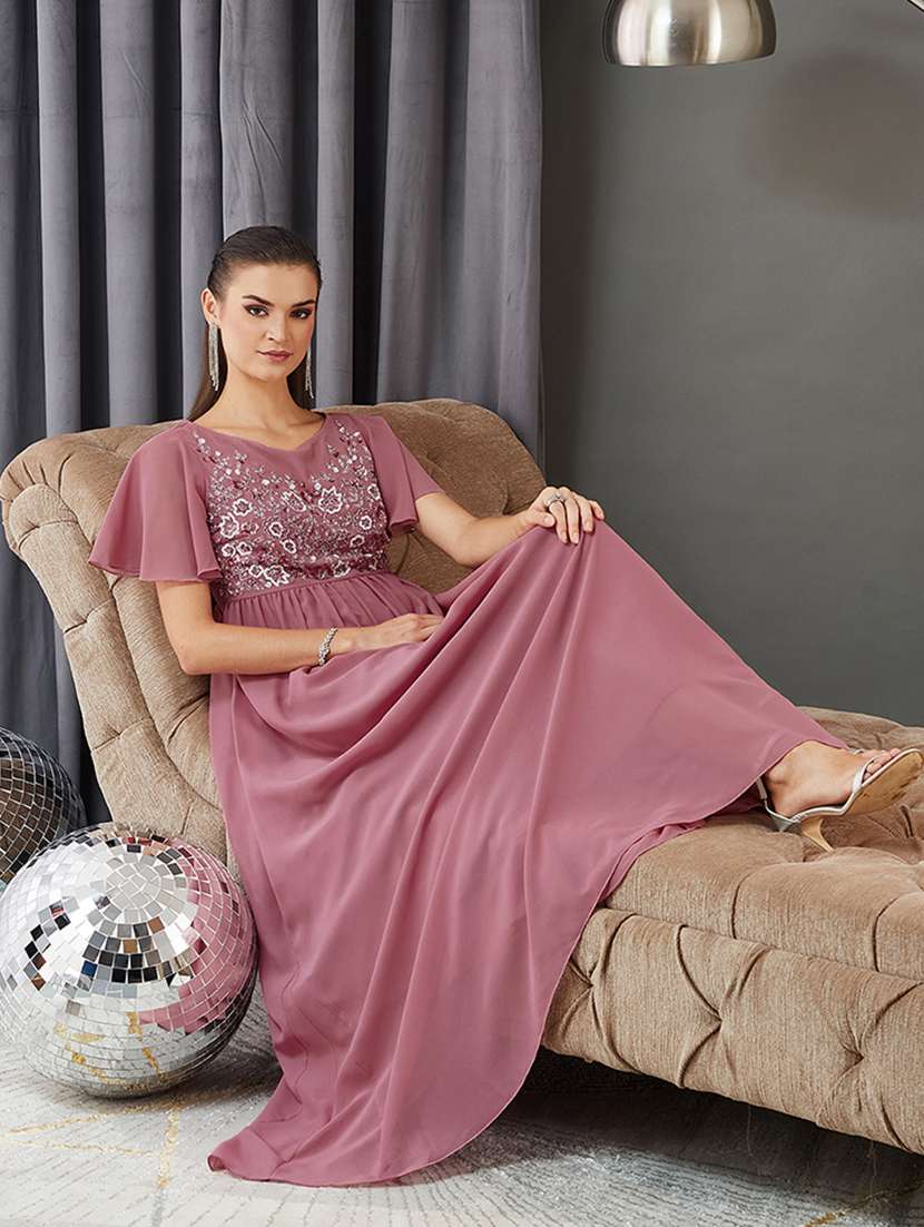 women embroidered flared sleeve fit & flare dress - 22363663 -  Standard Image - 4