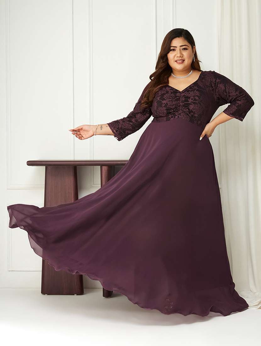women plus size self designed lace dress - 22363668 -  Standard Image - 1