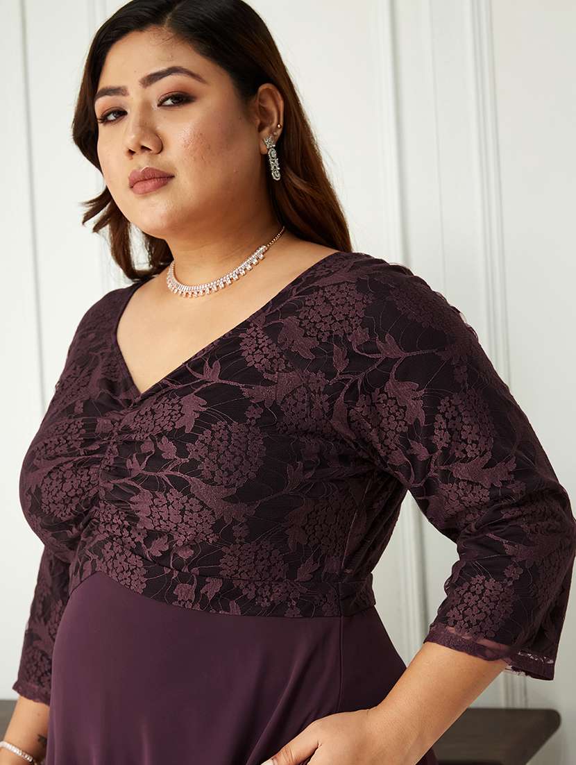 women plus size self designed lace dress - 22363668 -  Standard Image - 4