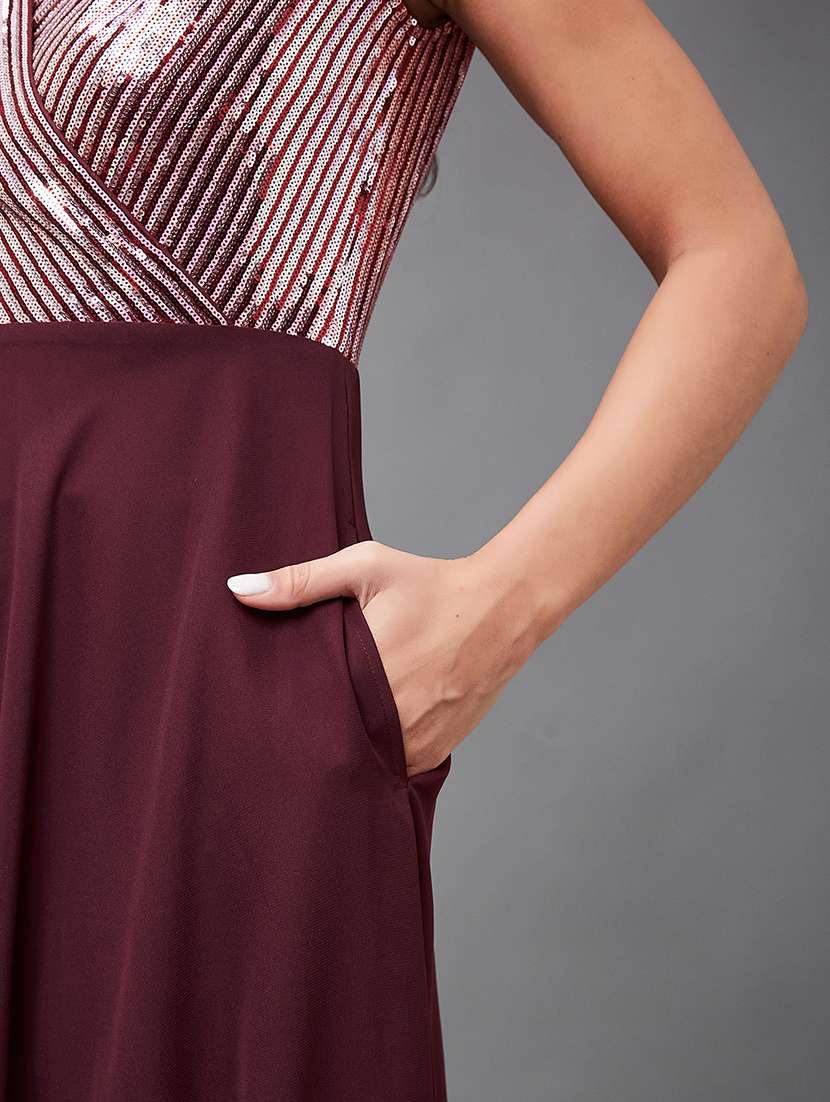 women sequined sleeveless fit & flare dress - 22363677 -  Standard Image - 4