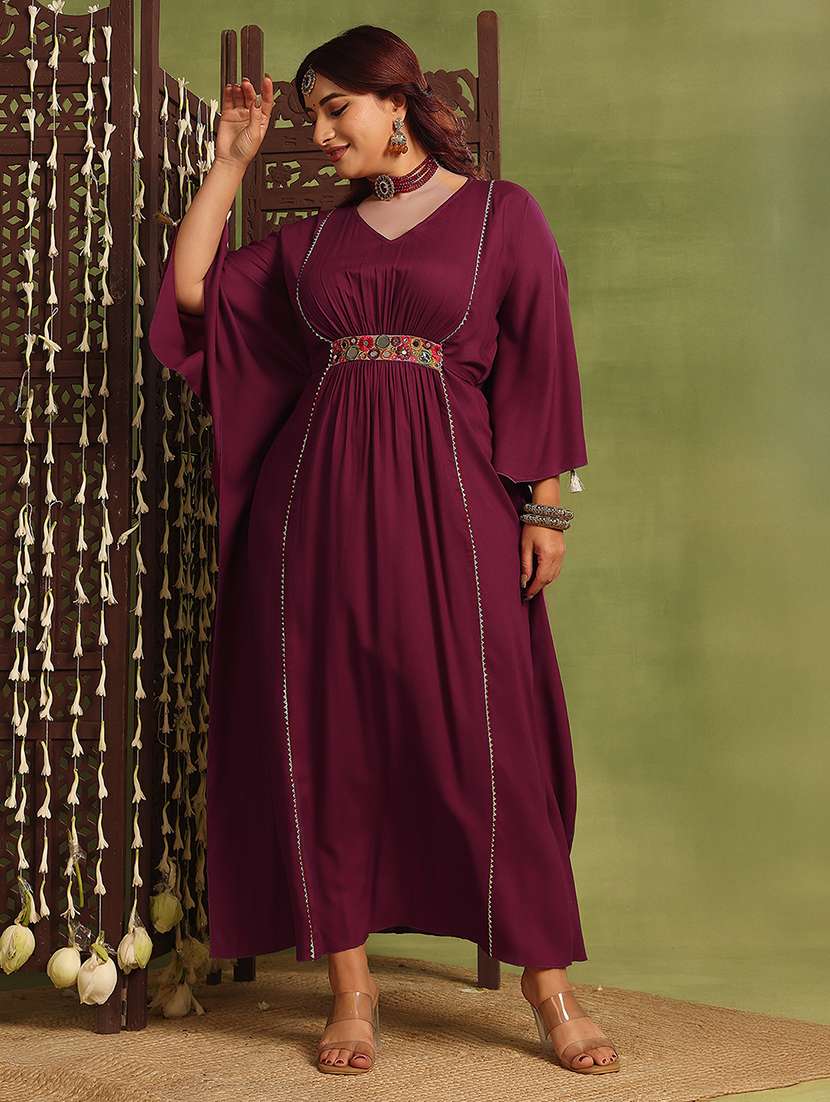 women embroidered kimono sleeve kaftan dress - 22363688 -  Standard Image - 1