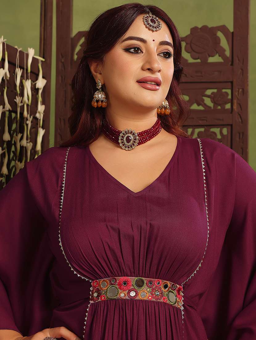 women embroidered kimono sleeve kaftan dress - 22363688 -  Standard Image - 4