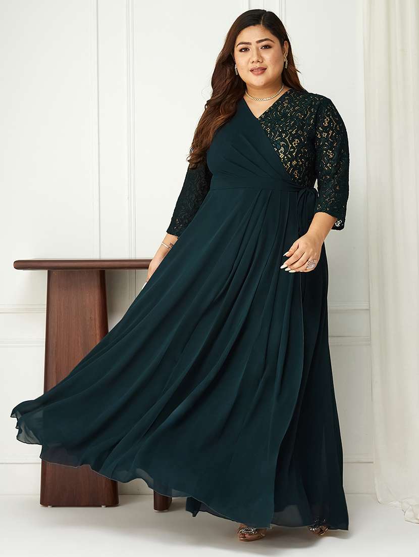 women plus size self designed lace dress - 22363698 -  Standard Image - 1