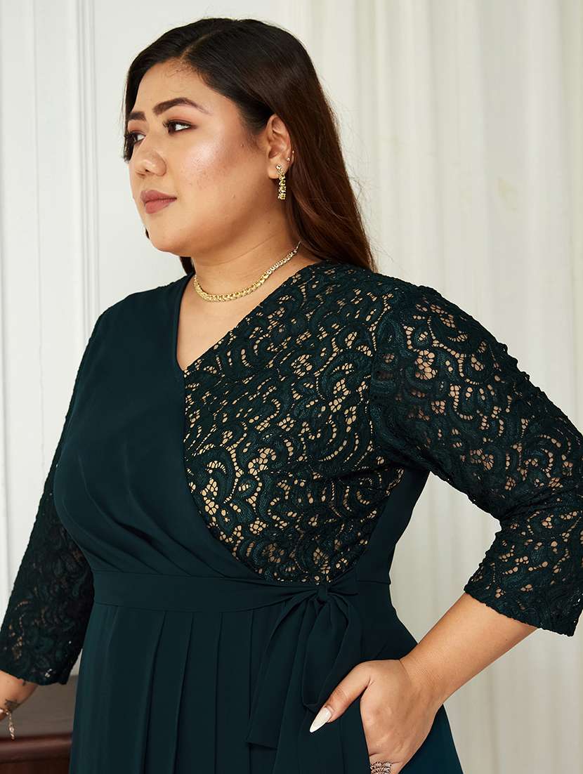 women plus size self designed lace dress - 22363698 -  Standard Image - 4