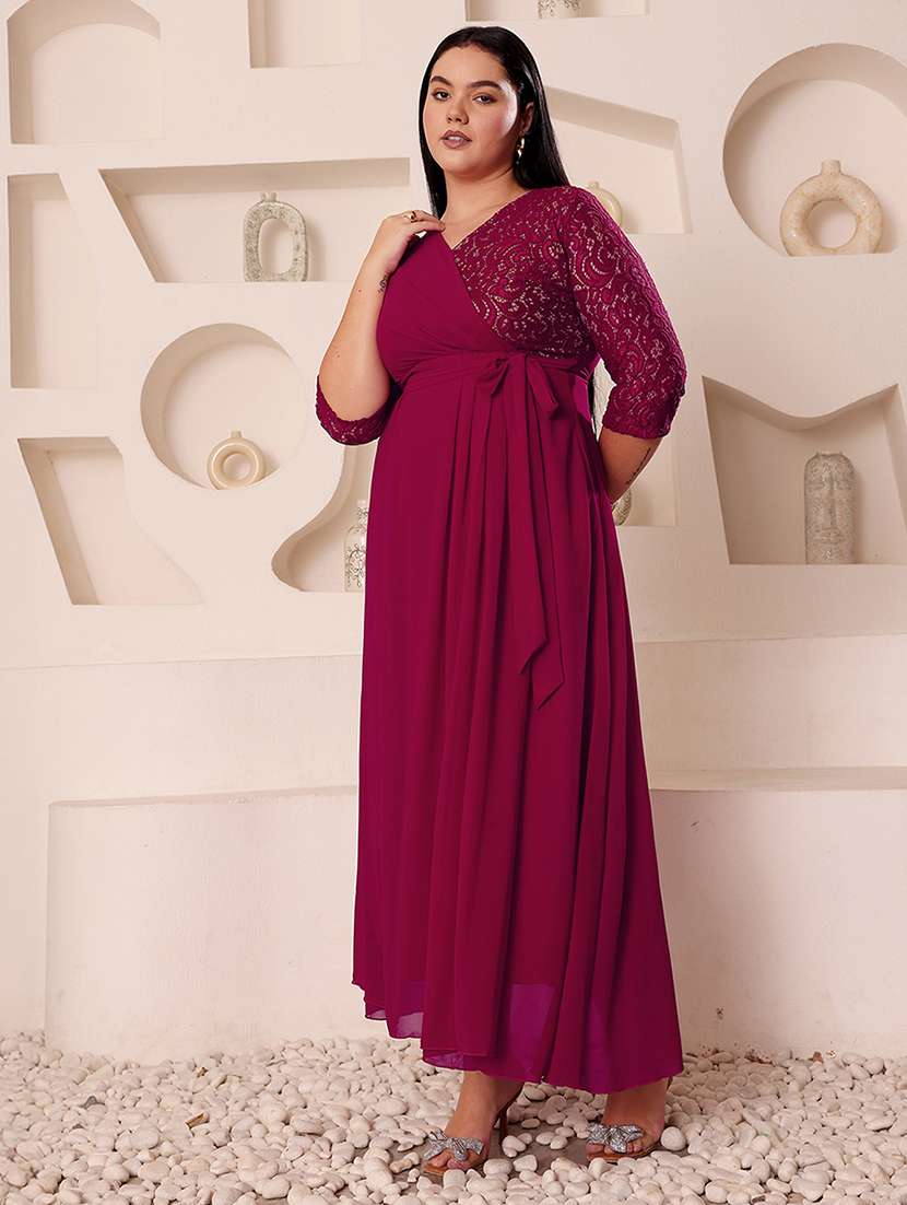 women plus size self designed lace dress