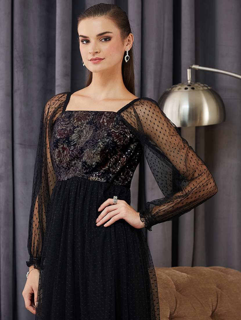 women self designed puff sleeve tiered dress - 22363719 -  Standard Image - 1