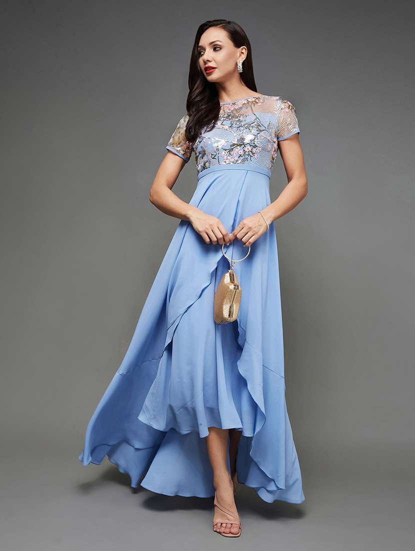 women embellished short sleeve asymmetric dress - 22363721 -  Standard Image - 4