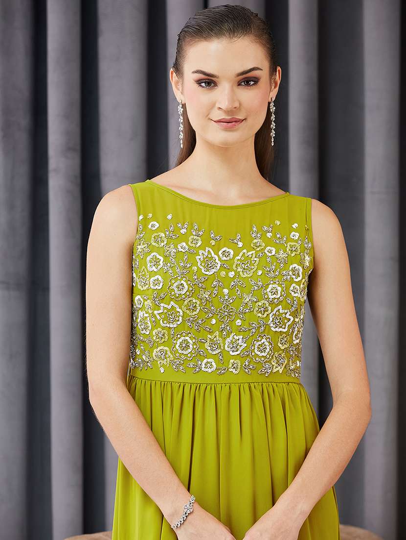 women embroidered sleeveless fit & flare dress - 22363724 -  Standard Image - 1