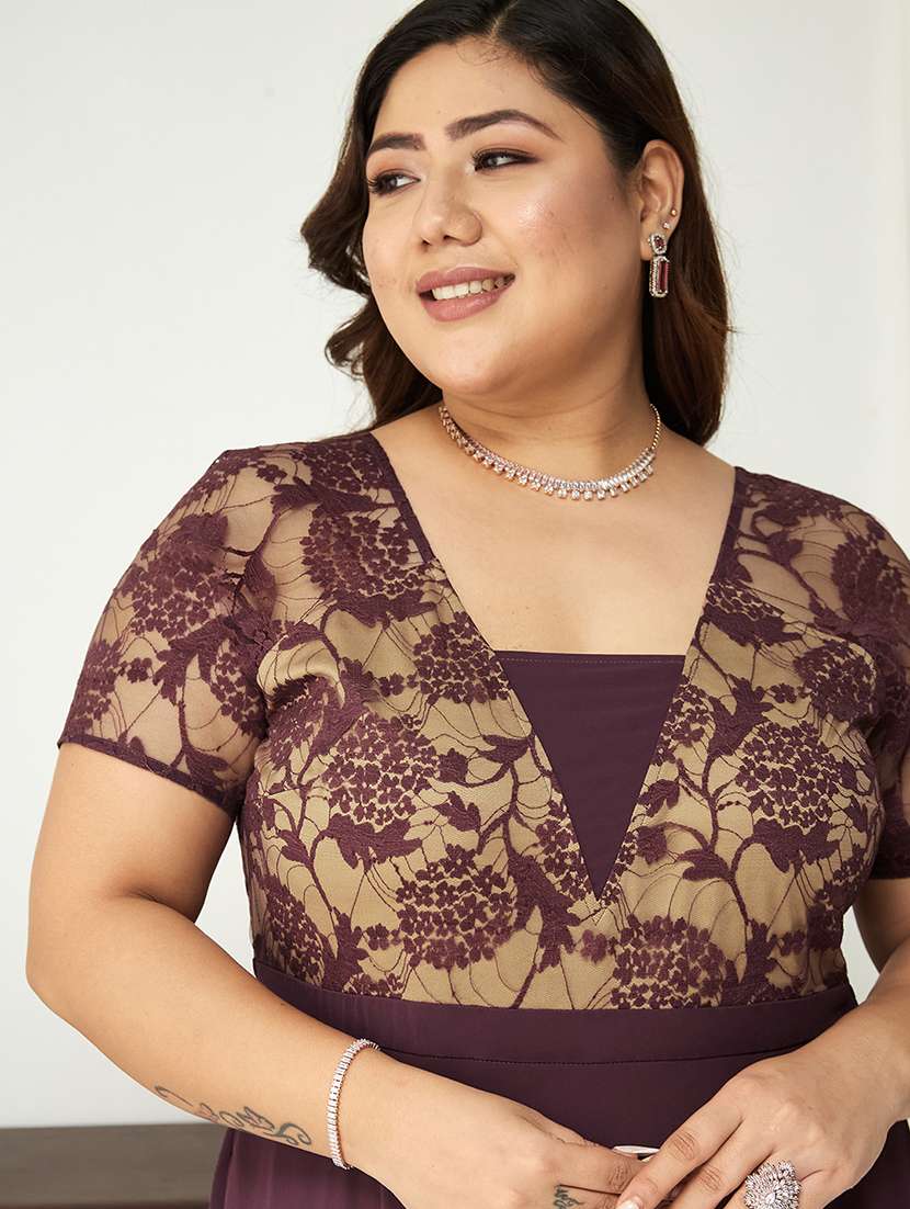 women plus size self designed lace dress - 22363733 -  Standard Image - 4