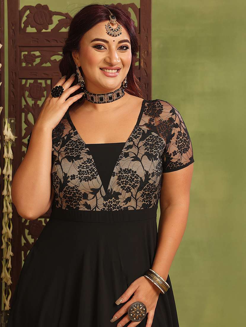 women plus size self designed lace dress - 22363734 -  Standard Image - 4