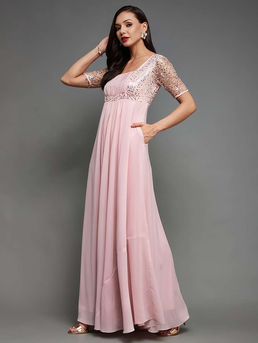 Women Sequined Short Sleeve Fit & Flare Dress - 22363736 -  Standard Image - 1
