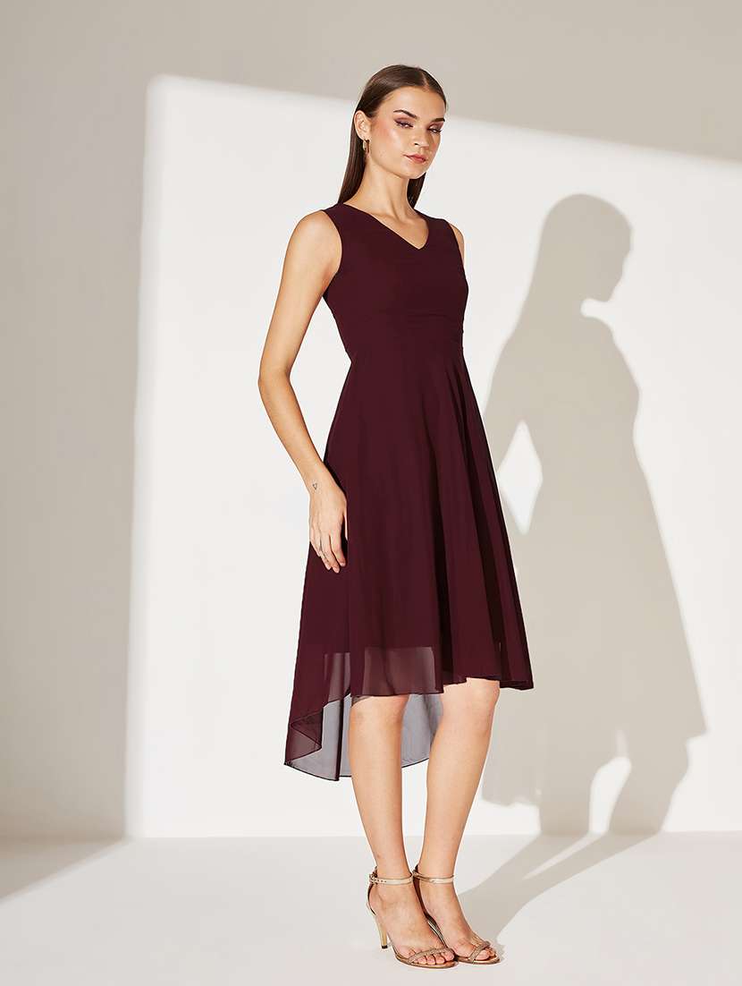 women solid sleeveless high low dress - 22363738 -  Standard Image - 1