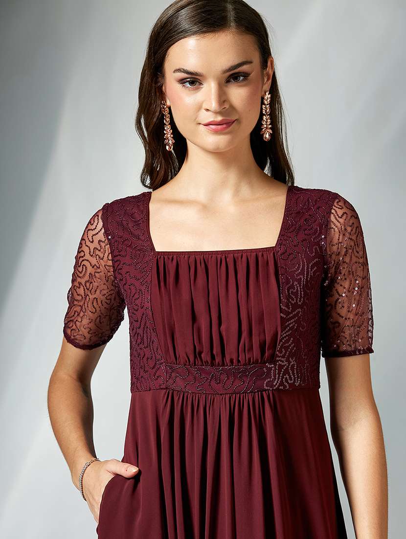 women embellished short sleeve fit & flare dress - 22363739 -  Standard Image - 1