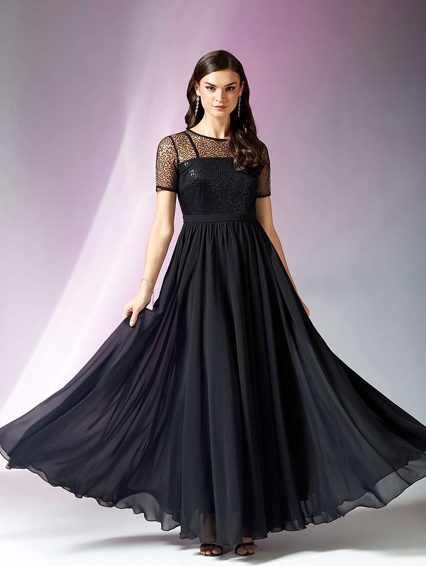 women embellished short sleeve fit & flare dress - 22363742 -  Standard Image - 4