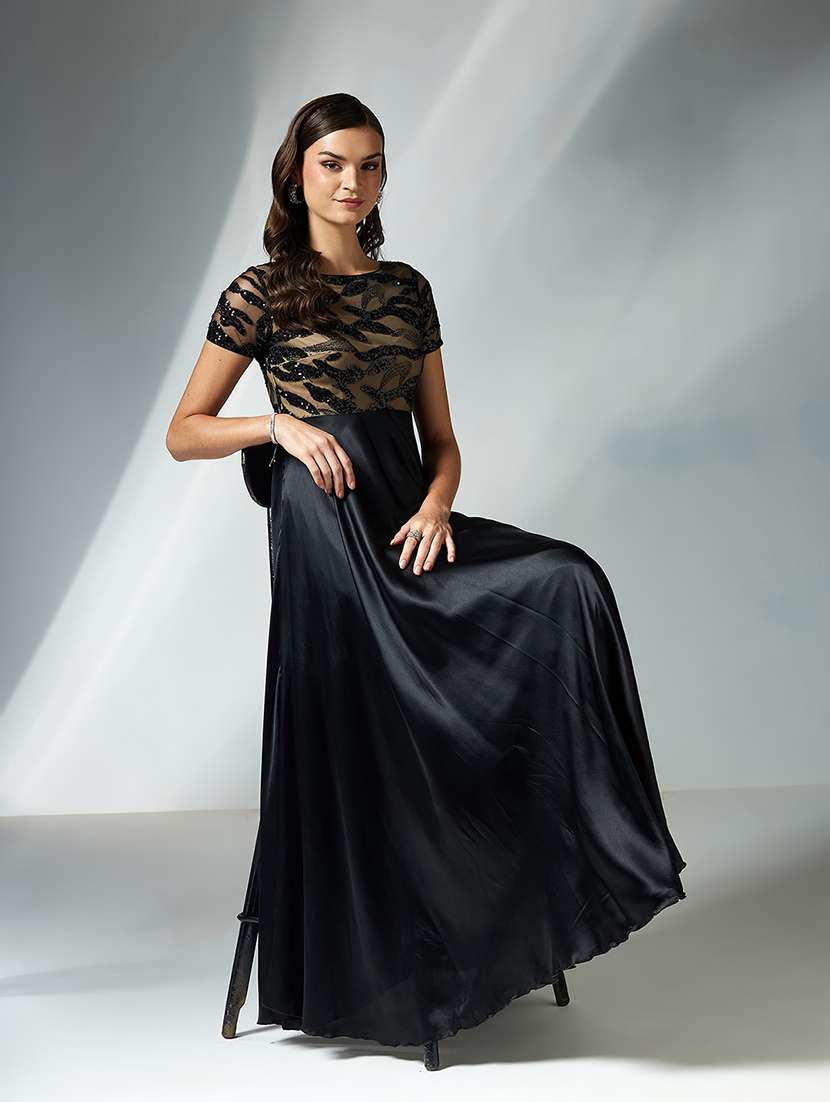 women sequined short sleeve fit & flare dress - 22363751 -  Standard Image - 4