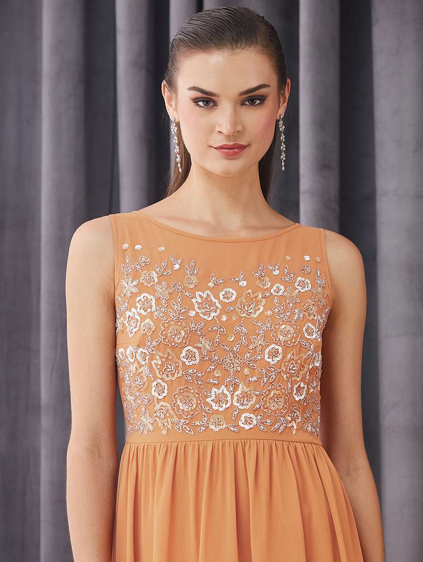 women embroidered sleeveless fit & flare dress - 22363752 -  Standard Image - 1