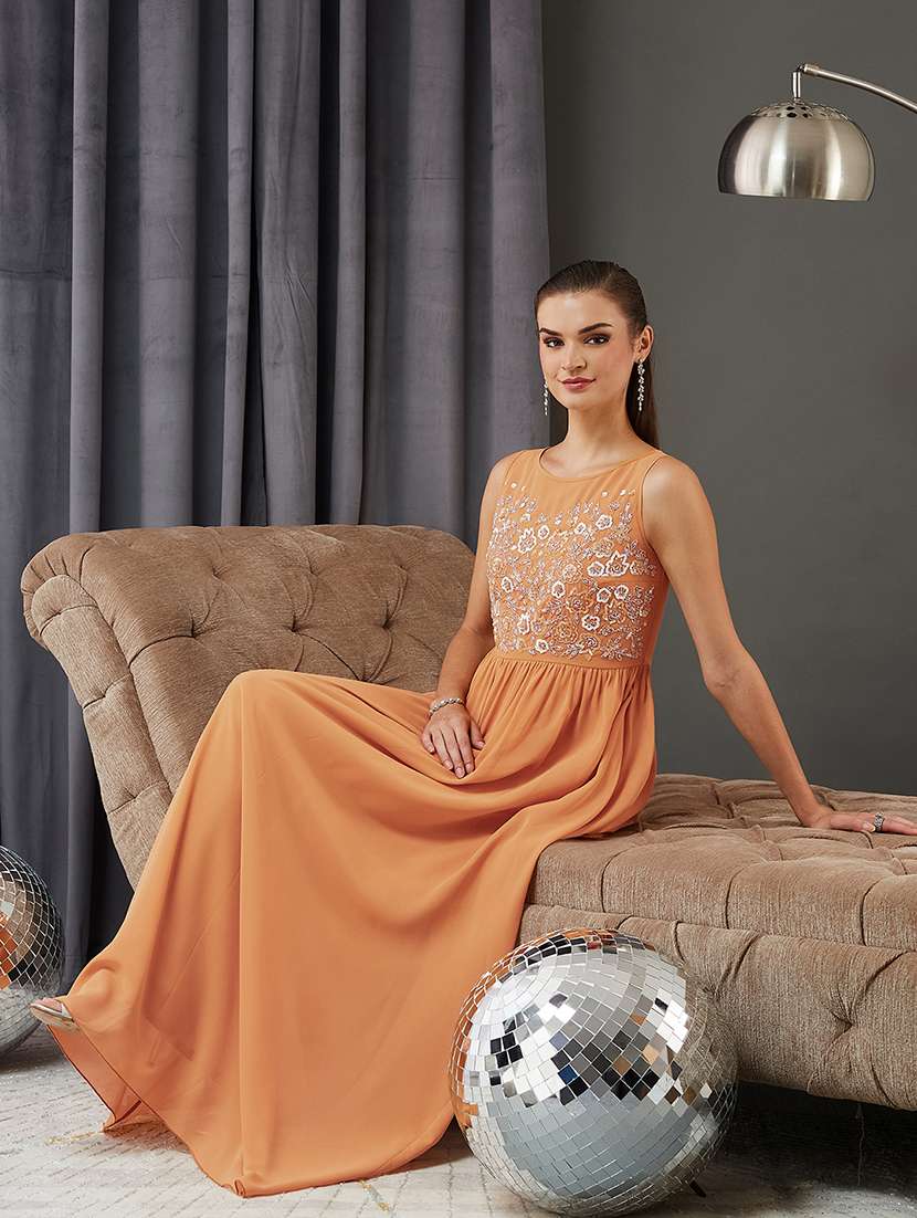 women embroidered sleeveless fit & flare dress - 22363752 -  Standard Image - 4