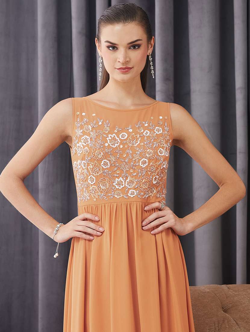 women embroidered sleeveless fit & flare dress - 22363754 -  Standard Image - 1