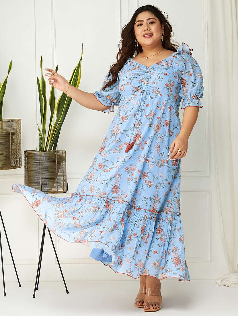 women plus size printed tiered dress