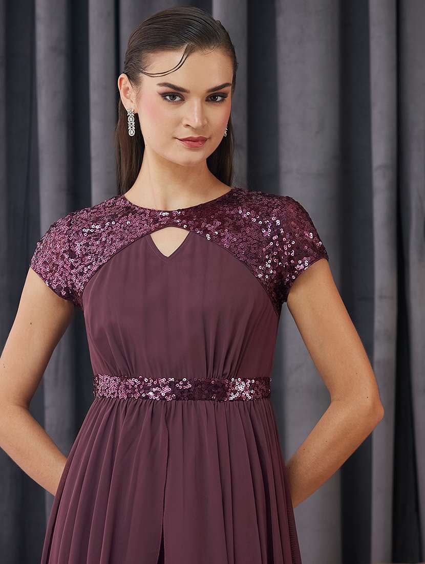 women embellished short sleeve asymmetric dress - 22363759 -  Standard Image - 1