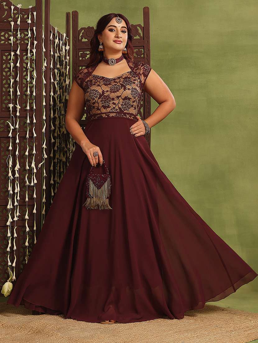 women plus size self designed lace dress - 22363761 -  Standard Image - 1