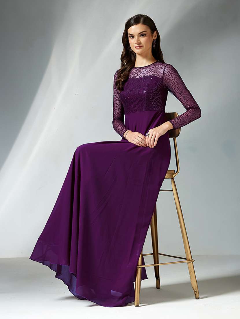 women sequined long sleeve fit & flared dress - 22363766 -  Standard Image - 4