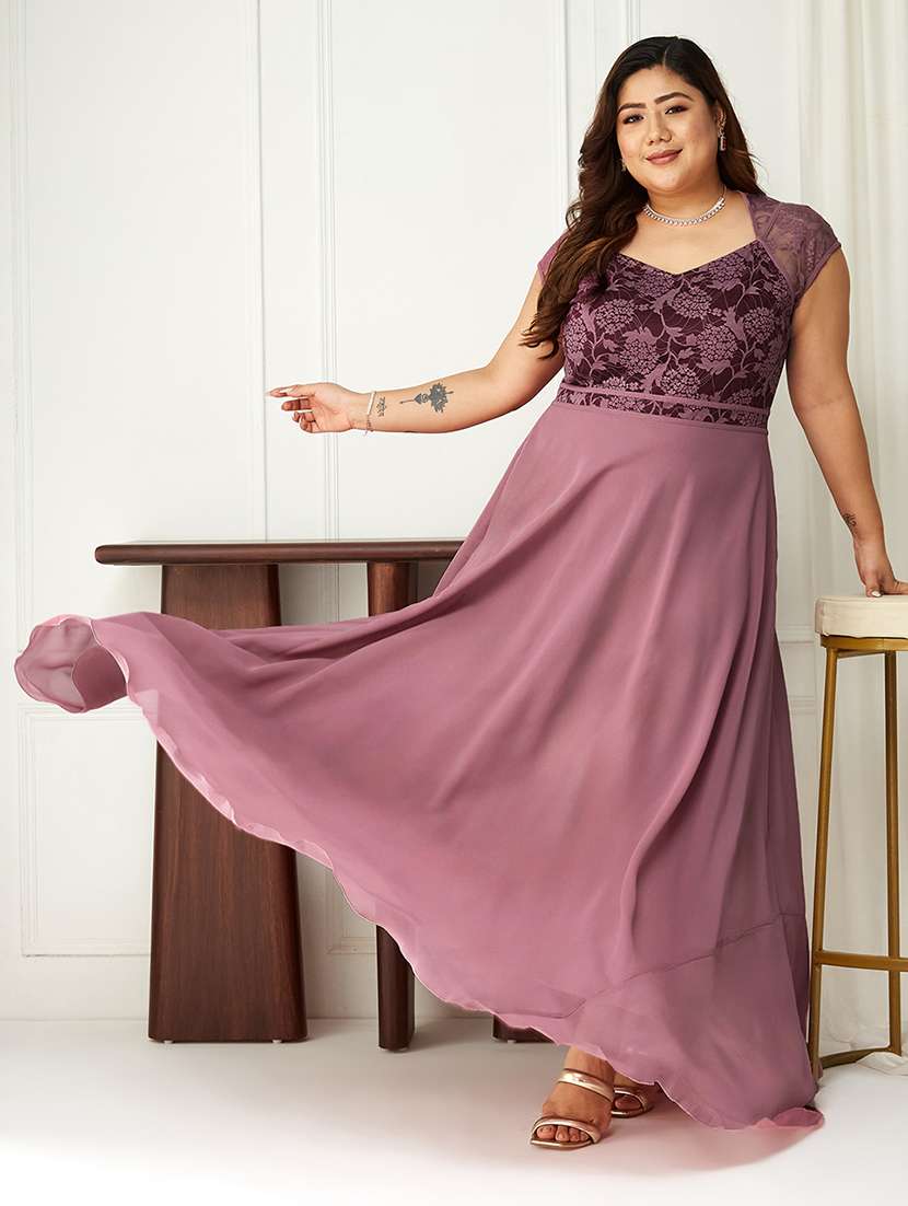 women plus size self designed lace dress - 22363767 -  Standard Image - 1