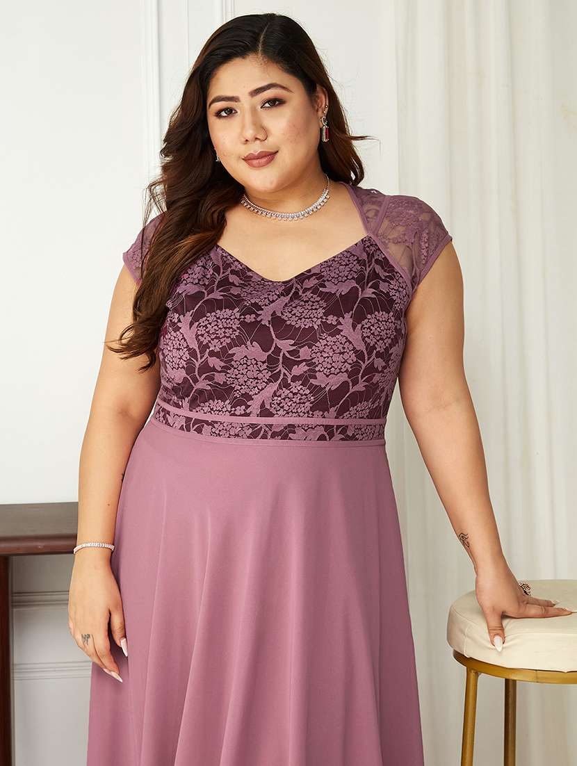 women plus size self designed lace dress - 22363767 -  Standard Image - 4